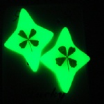 luminous lucky clover ear studs  AJC615