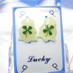 luminous lucky clover ear studs  AJC618