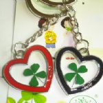 Zinc alloy lucky clover lovers key chain AHA001