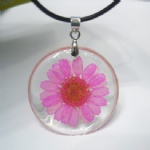 clear pressed flower necklace BAB124b