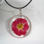 clear pressed flower necklace BAB124d