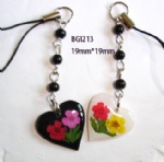 lheart shape lovers mobile phone strap with real flower BGI213