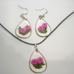 jewelry set with pressed flower BOB105a