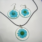 jewelry set with pressed flower BOB124c