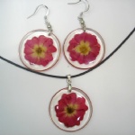 jewelry set with pressed flower BOB124d