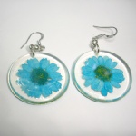 clear earring with pressed flower BEB124b