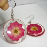 clear earring with pressed flower BEB124c