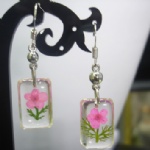 clear earring with pressed flower BEB204