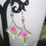 clear earring with pressed flower BEB205