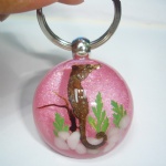 artificial amber keychain with real sea horse 4PKSH