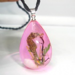 artificial amber pendant with real sea horse 2PDSH
