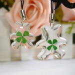 clear lucky clover couple mobile phone strap AGB239
