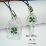 clear lucky clover couple mobile phone strap AGB267268