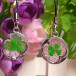 zinc alloy lucky clover couple mobile phone strap AGA124