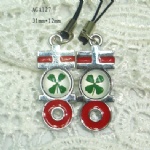 zinc alloy lucky clover couple mobile phone strap AGA127