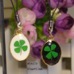 zinc alloy lucky clover couple mobile phone strap AGA439