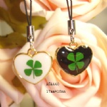 zinc alloy lucky clover couple mobile phone strap AGA440