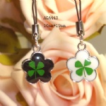 zinc alloy lucky clover couple mobile phone strap AGA443