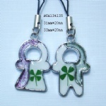 zinc alloy lucky clover couple mobile phone strapAGA134135