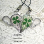 zinc alloy lucky clover couple mobile phone strap AGA125126