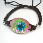 real flower acrylic bracelet with Pink bottom PLF05