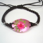 real flower acrylic bracelet with Pink bottom PLF06